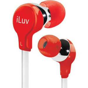 iLuv IEP314RED Ergonomic Flat-Wire Earphones, Red: Picture 1 regular
