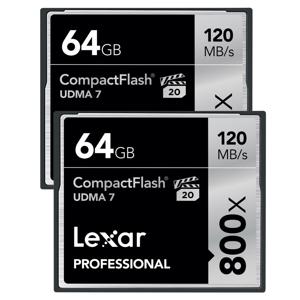 Lexar 64GB Professional 800x CompactFlash Card - Two Pack: Picture 1 regular