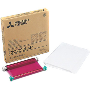  Mitsubishi Glossy Color Paper & Ribbon Kit for 50 Prints, Size: 8x10", for the CP-3020DU Dye Sublimation Thermal Printer 