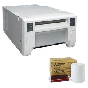  Mitsubishi CP-D70DW Single-Deck Compact Digital Dye Sublimation Thermal Photo Printer, 6x8" Photos, 300 dpi, USB 2.0 - Bundle - with  Electric Two 6" Wide Paper Rolls and Inksheet for 800 Photos, Size: 4x6", 2-Roll Box CP Series Thermal Printers 