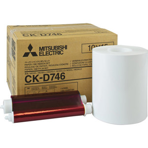  Mitsubishi Two 6" Wide Paper Rolls and Inksheet for 800 Photos, Size: 4x6", 2-Roll Box CP Series Thermal Printers 