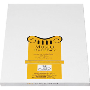  Museo 09802 InkJet Sample Pack, 3 Sheets 8.5x11" each of;  Silver Rag,  Portfolio Rag,  Max, and  Textured Rag 