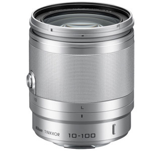  Nikon 1  10-100mm f/4.0-5.6 VR Lens for Mirrorless Camera, Silver,  USA Warranty 