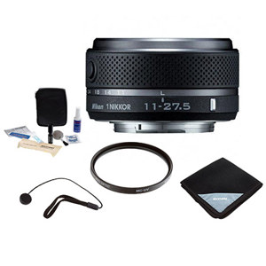 Nikon 1 11-27.5mm f/3.5-5.6 ED-IF VR ZOOM Lens for Mirrorless Camera Black - Bundle With Pro Optic PRO 40.5MM MC UV Filter, Pro-Optic Lens Wrap 15X15 Black, Lenspen Lens Cleaner, CapKeeper 2 Lens Cap Leash