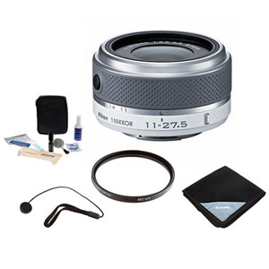  Nikon 1  11-27.5mm f/3.5-5.6 ED-IF VR ZOOM Lens for Mirrorless Camera White - Bundle With Pro Optic PRO 40.5MM MC UV Filter, Pro-Optic Lens Wrap 15X15 Black, Lenspen Lens Cleaner, CapKeeper 2 Lens Cap Leash 