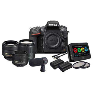  Nikon D810 Digital SLR Camera SLR Film Makers Kit w/ AF-S NIKKOR 35mm f/1.8G ED, AF-S NIKKOR 50mm f/1.8G & AF-S NIKKOR 85mm f/1.8G Lenses 