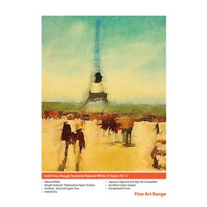  Innova Art Cold Press Rough Textured Natural Matte White Inkjet Paper, 315gm2, 13x19", 50 Sheets 