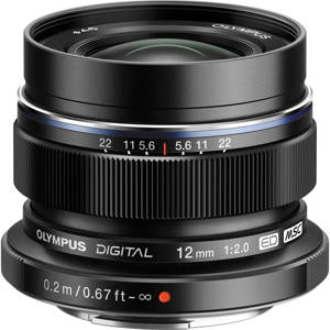  Olympus M.Zuiko Digital ED 12mm F/2 Lens - for Micro Four Thirds System - Black 