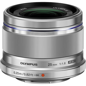  Olympus M. Zuiko Digital 25mm f/1.8 Lens - Silver - for Micro Four Thirds System 