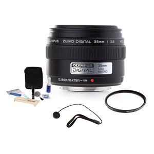  Olympus Zuiko 35mm f/3.5 E-ED Digital (1:1) Macro Lens for for E Series DSLRs - (Four Thirds System) with 52mm UV Filter, Lens Cap Leash, Professional Lens Cleaning Kit 