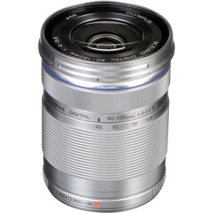  Olympus M. Zuiko Digital ED 40-150mm f/4-5.6"R" Zoom Lens, Silver, for Micro Four Thirds System 