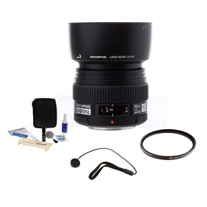 Olympus Zuiko 50mm f/2.0 E-ED Digital Macro Lens Kit, for E Series DSLRs - (Four Thirds System) with 52mm UV Filter, Lens Cap Leash, Adorama Digital Camera & Lens Cleaning Kit,