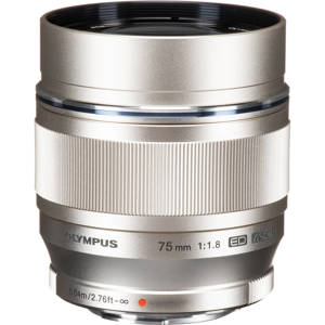  Olympus M. Zuiko Digital 75mm f/1.8 Lens, Silver - for Micro Four Thirds System 