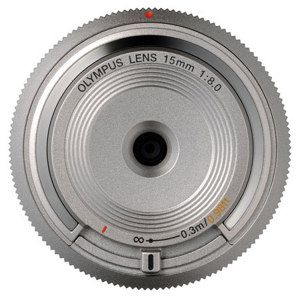  Olympus 15mm f8.0 Combination Body Cap and Lens, Silver - for Micro Four Thirds System 
