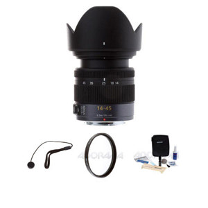  Panasonic Lumix G Vario 14-45mm f/3.5-5.6 ASPH / MEGA O.I.S. Micro Four Thirds Lens Kit, with Pro Optic 52mm MC UV Filter, Lens Cap Leash, Professional Lens Cleaning Kit 