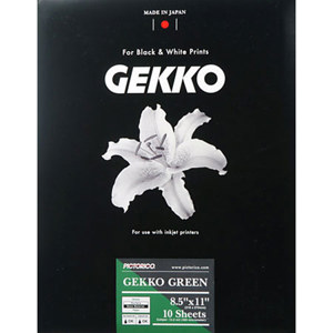  Pictorico Gekko Green, MonoChrome Luster Surface Inkjet Photo Paper, 330gsm, 14 mil., 8.5x11", 10 Sheets. 
