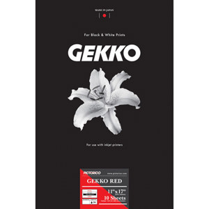  Pictorico Gekko Red, MonoChrome Gloss Surface Inkjet Photo Paper, 265gsm, 19 mil., 11x17", 10 Sheets. 