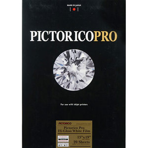  Pictorico PPF150, Pro Hi-Gloss White Inkjet Film, 7.3 mil., 260gsm, 13x19", 20 Sheets 
