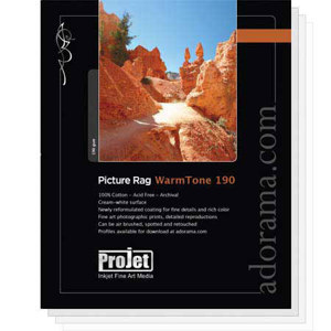  ProJet Picture Rag, 190gsm Warm Tone, Dual Sided, Smooth Matte, Archival Fine Art Inkjet Paper, 13x19", 50 Sheets. 