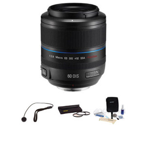  Samsung 60mm f/2.8 Macro ED OIS SSA Lens for NX Cameras - Bundle - with Tiffen 52mm Photo Essentials Filter Kit, Lens Cap Leash, Professional Lens Cleaning Kit 