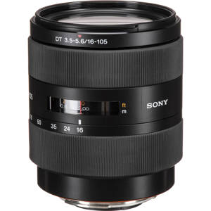  Sony 16-105mm f/3.5-5.6 DT a (Alpha) Mount Digital SLR Wide-Range Zoom Lens with Hood 