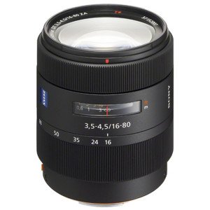  Sony 16-80mm f/3.5-4.5 Vario-Sonnar T* DT a (Alpha) Mount Digital SLR 5x Zoom Lens with Hood, by Carl Zeiss. 