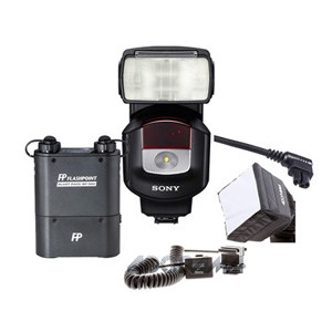  Sony HVL-F43M Compact External Flash for  Cameras - Bundle With Blast Power Pack, FP Blast Pack Flash Cable F/, FP Mini SoftBox Diffuser, Flashpoint TTL 3' Off-Camera Shoe cord For 
