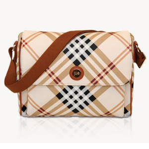 Jill-e E-go Cross Body Messenger Bag, Tan Plaid: Picture 1 regular