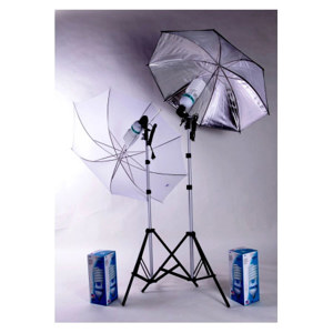  JTL Two-Fluorescent Light Portrait Kit, with Two  Fluorescent 85W Bulbs, Two Angle Adjustable Light Holders, Two Stands, One Silver Umbrella & One White Umbrella 