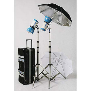  JTL DL-500 Versalight E-250 Pro Kit, with Two E-250 Monolights, Two Umbrellas, Stands & Case 