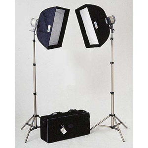  JTL DL-2000 Everlight Kit, with Two 1000 Watt Quartz Halogen Heads, Stands, Softboxes, Connectors, & Carrying Case 