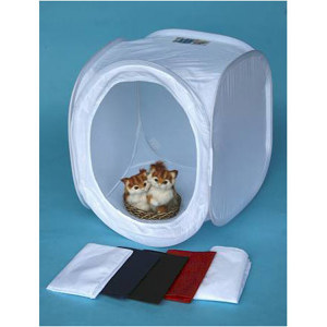  JTL 30" Foldable Photo Tent with Blue, Red, Black and White Backdrop 