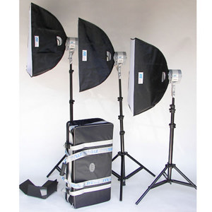  JTL TL-750 Everlight Tungsten Light Kit, with Three Everlights, 750w HQ Bulbs, Power Cables, SoftBoxes, Connectors, Stands, Case & Bonus 4-leaf Barn Doors 