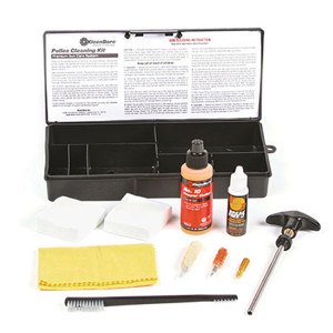 KleenBore .357/.38/9 mm Semi-Autos/Revolvers Tactical Cleaning Kit, Includes Break Free Lubricant, Doubled-Ended Brush, Caliber Jags/Brushes/Mops 