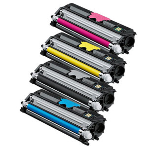  Konica Complete 4 Color Minolta Standard Toner Set for Magicolor 1600 Laser Printer, Includes: Black, Cyan, Yellow, Magenta 