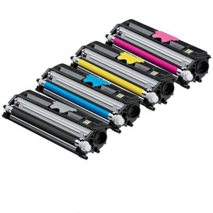  Konica Complete 4 Color Minolta Hi Yield Toner Set for Magicolor 1600 Laser Printer, Includes: Black, Cyan, Yellow, Magenta 