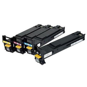  Konica Complete 4 Color Standard Yield Minolta Toner Cartridge Set for 5500, 5570, 5650 & 5670 Magicolor Laser Printers - Black, Yellow, Magenta, Cyan 