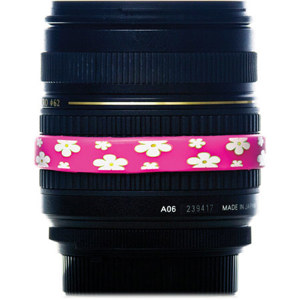  Lens Band Stop Zoom Creep for Zoom Lenses - Daisies with Hot Pink Band 
