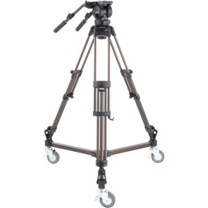  Libec LX10 Studio - Professional 2-Stage Aluminum Tripod System with RT-50 Tripod, DL-3B Dolly, and Dual Pan Pandles, Supports 35 lbs 