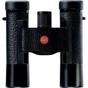  Leica 10x25 BCL Ultravid, Compact Water Proof Roof Prism Binocular with 5.2 Degree Angle of View, Black Leather, with Brown Leather Case. 