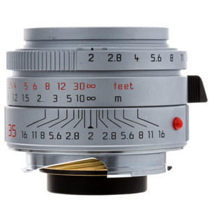  Leica 35mm f/2 SUMMICRON-M ASPHERICAL Silver Chrome Finish Wide Angle Manual Focus Lens for M System - USA 