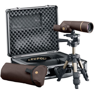  Leupold Ring Compact 50mm Straight View Spotting Scope with 15-30x Zoom Eyepiece, Tripod & Case - Brown Finish 