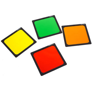  Lee Filters 4x4" Black and White Polyester Filter Set ( Yellow #8, Yellow/Green #11, Orange #21, Light Red #23A) 