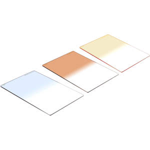  Lee Filters 4x6" Landscape Resin Filter Set - (Graduated Filters - Hard Edge - Real Blue #2, Straw #3, Sepia #2) 