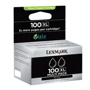  Lexmark 100XL Twin-Pack Black High Yield Return Program Ink Cartridge 