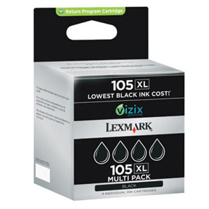  Lexmark 105XL 4-Pack Black High Yield Return Program Ink Cartridges 
