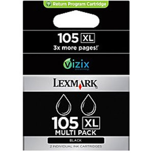  Lexmark 105XL 2-Pack Black High Yield Return Program Ink Cartridges 