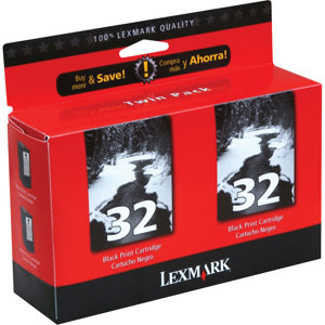  Lexmark #32 Black Inkjet Print Cartridge MultiPack for Select  Printers, 2 Packs. 