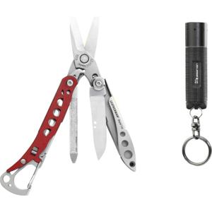  Leatherman Style CS Multitool & K2 LED Light Combo, Red 