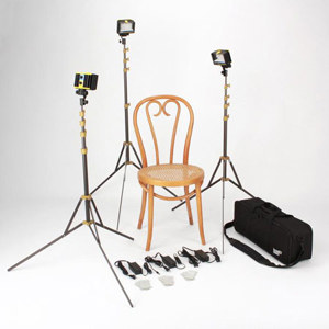  Lowel Blender 3 Light Kit with 3 Blender LED Fixture, 3 Light Stands, Slim Litebag 